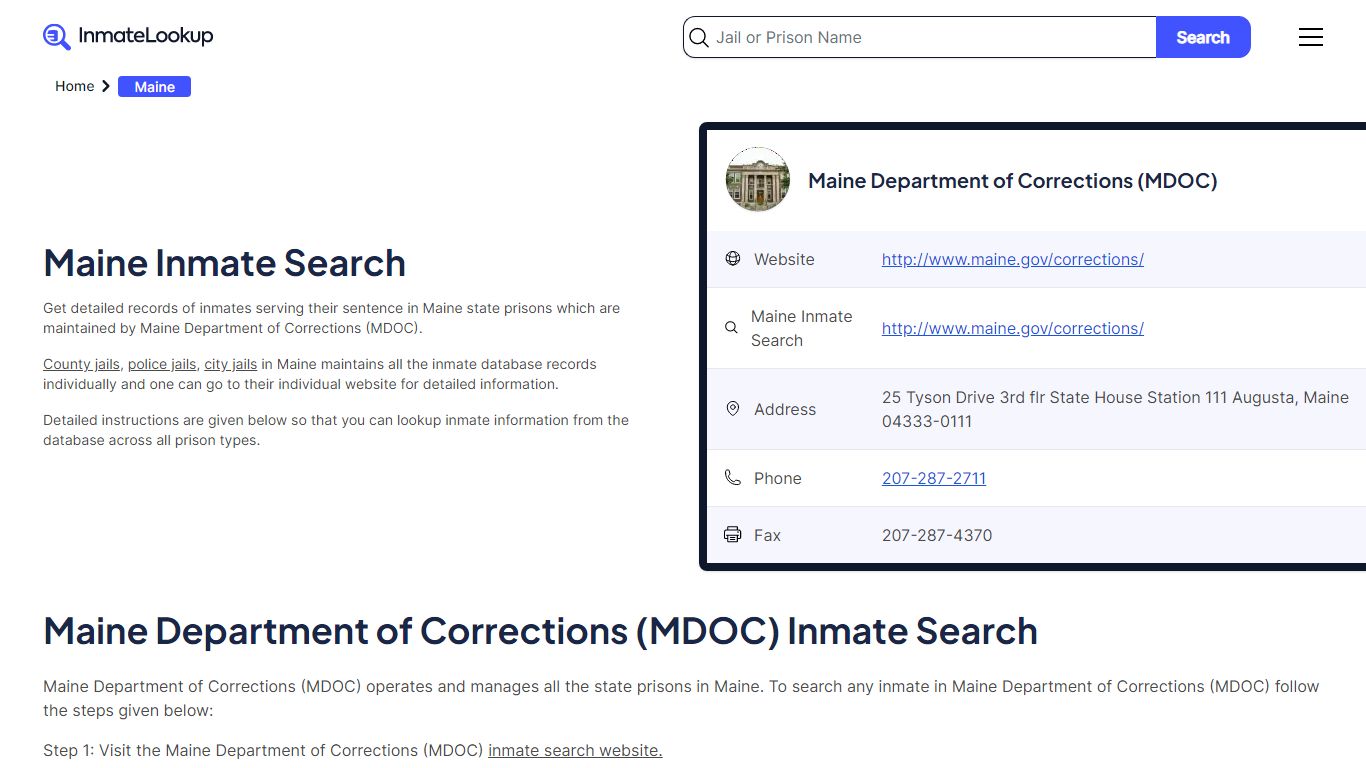 Maine Inmate Search | Maine Department of Corrections (MDOC)